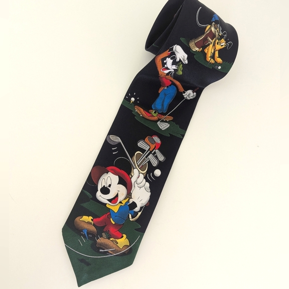 Mickey Mouse Golfer Necktie Tie MICKEY UNLIMITED Disney Golf Gift Pluto Goofy - Picture 3 of 11